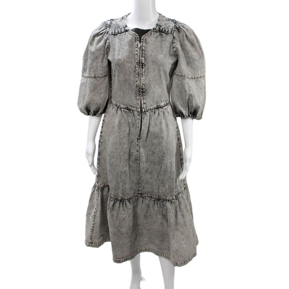 Sea New York Womens Shirt Dress Gray Cotton 3/4 Sleeve Full-Length Size XS
